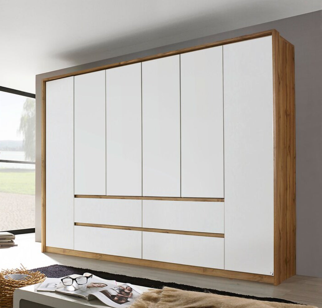 Drehtürenschrank Mainz 6-türig mit 4 Schubladen B/H/T ca. 270 x 210 x 54 cm