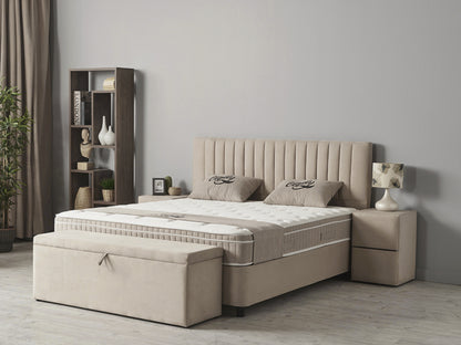 Boxspringbett Cindy Beige mit Bettkasten Breite 90-180 x 200 cm