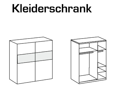 Schwebetürenschrank Bramfeld mit Farbglaselement B/H/T ca. 135/180 x 198 x 65 cm