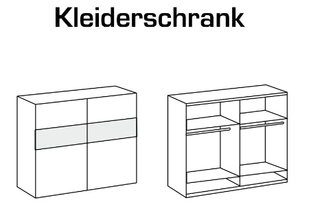 Schwebetürenschrank Bramfeld mit Farbglaselement B/H/T ca. 135/180 x 198 x 65 cm