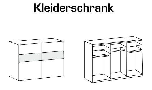 Schwebetürenschrank Bramfeld mit Farbglaselement B/H/T ca. 225/270 x 236 x 65 cm