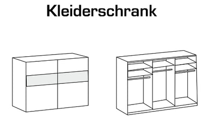 Schwebetürenschrank Bramfeld mit Farbglaselement B/H/T ca. 225/270 x 236 x 65 cm