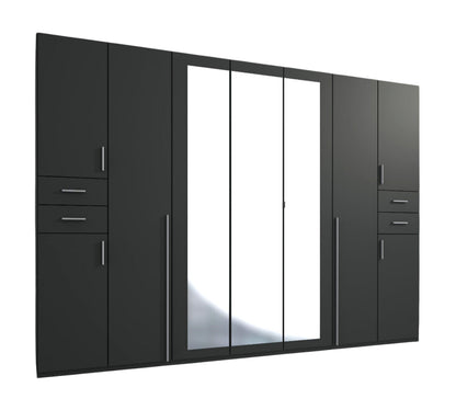 Drehtürenschrank Vegas mit Spiegel und Schubladen B/H/T 180/225/270/313 x 208 x 58 cm