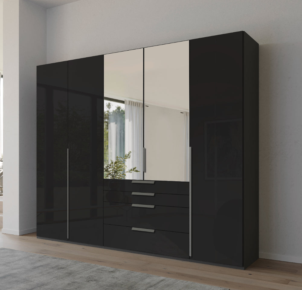 Drehtürenschrank Purisma mit Spiegeltüren und Glasfronten inkl. Premium Zubehör B/H/T ca. 150/200/250/300 x 223 x 60 cm