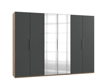 Drehtürenschrank Level 36A 6-türig mit 2 Spiegeln B/H/T ca. 300 x 216 x 58 cm