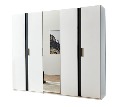 Drehtürenschrank Rimini 5-türig mit 1 Spiegeltür B/H/T ca. 250 x 216 x 58 cm