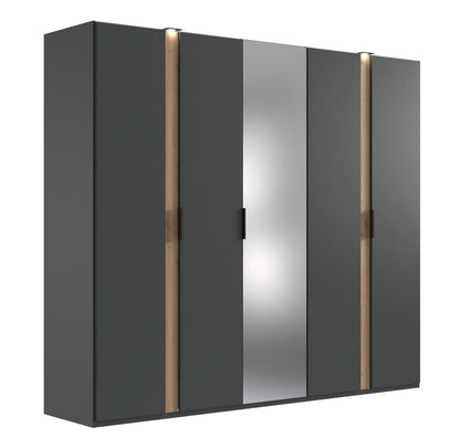 Drehtürenschrank Rimini 5-türig mit 1 Spiegeltür B/H/T ca. 250 x 216 x 58 cm