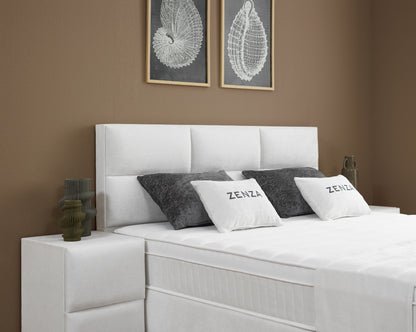 Boxspringbett Zenza Cremeweiß Voll-orthopädisches Komfortbett mit Bettkasten, Stauraum, inkl. kostenlose Lieferung und Montage