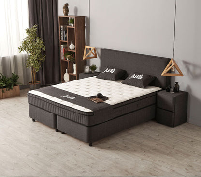 Boxspringbett Julia Anthrazit mit Bettkasten Breite 90-180 x 200 cm