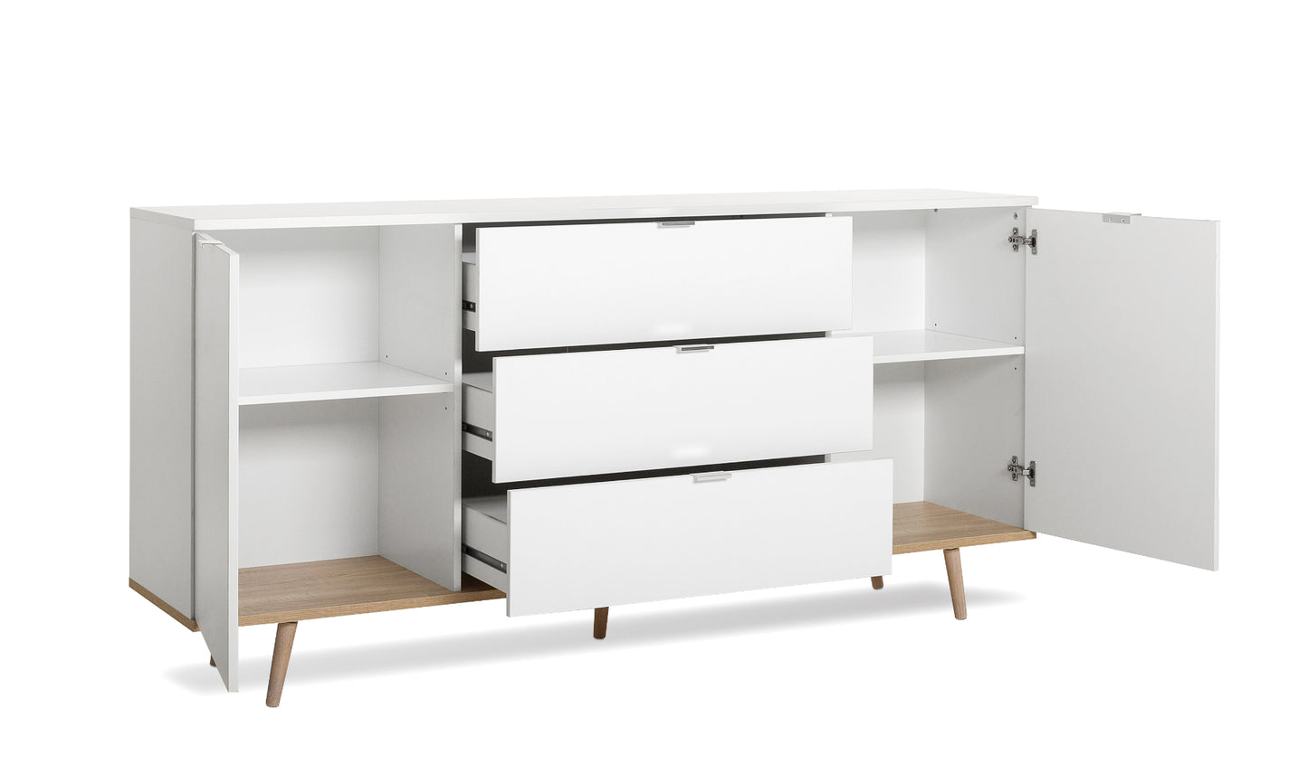 Wohnzimmer-Set Finori Göteborg Weiß/Sonoma-Eiche 3-teilig