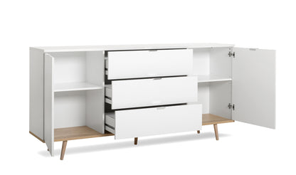 Wohnzimmer-Set Finori Göteborg Weiß/Sonoma-Eiche 3-teilig