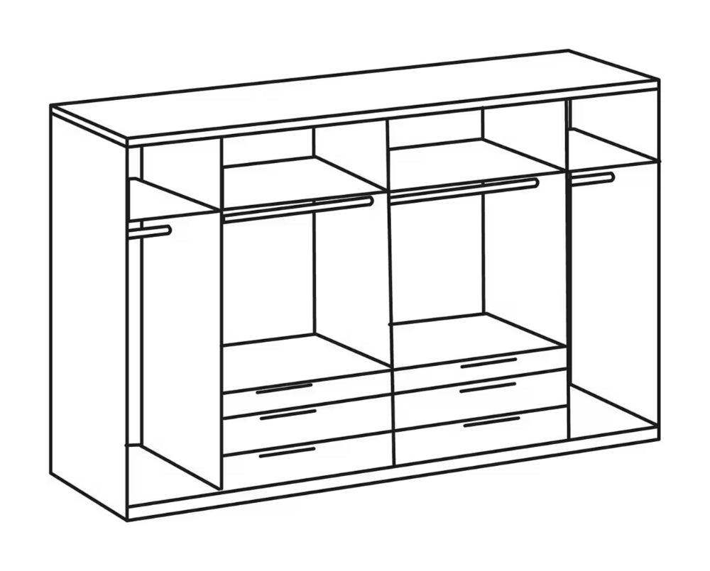 Drehtürenschrank Burgos mit Spiegel/Schubladen B/H/T ca. 200/250/300 x 216 x 58 cm