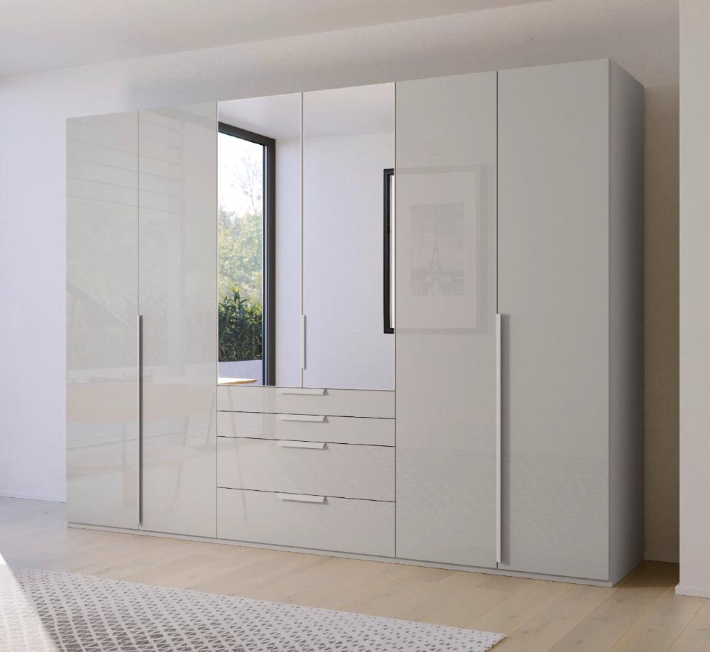 Drehtürenschrank Purisma mit Spiegeltüren und Glasfronten inkl. Premium Zubehör B/H/T ca. 150/200/250/300 x 223 x 60 cm