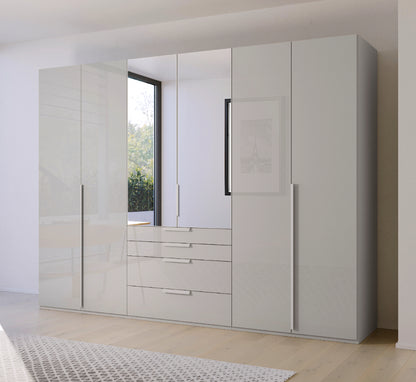 Drehtürenschrank Purisma mit Spiegeltüren und Glasfronten inkl. Premium Zubehör B/H/T ca. 150/200/250/300 x 223 x 60 cm