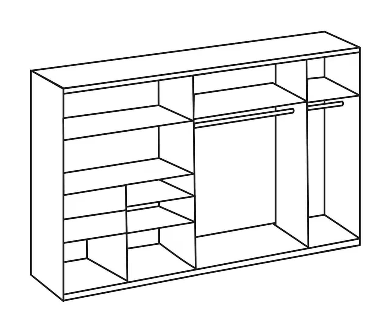 Schwebetürenschrank Palermo 2-türig mit Spiegel B/H/T ca. 250 x 216 x 65 cm