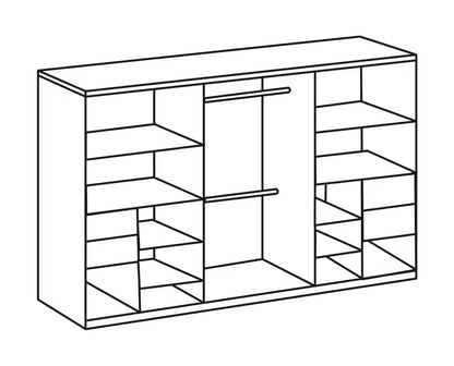 Schwebetürenschrank Palermo 3-türig mit Spiegel B/H/T ca. 300 x 216 x 65 cm