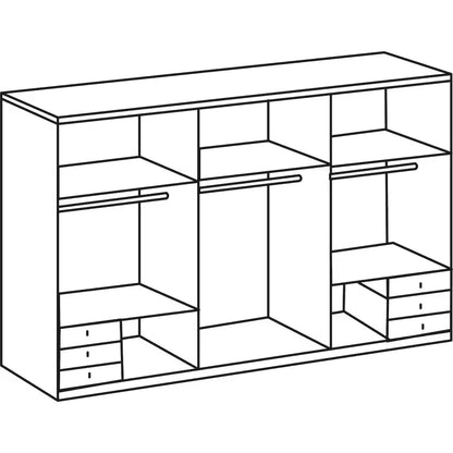 Schwebetürenschrank Seattle 3-türig mit Spiegel und Schubladen B/H/T ca. 270 x 208 x 65 cm