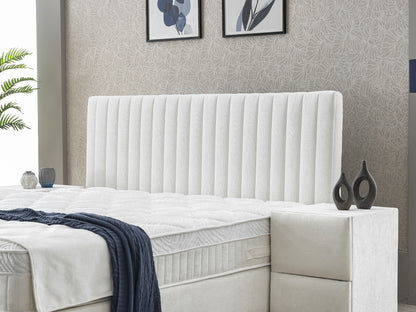 Boxspringbett Laura Cremeweiß Voll-orthopädisches Komfortbett mit Bettkasten, Stauraum, inkl. kostenlose Lieferung und Montage