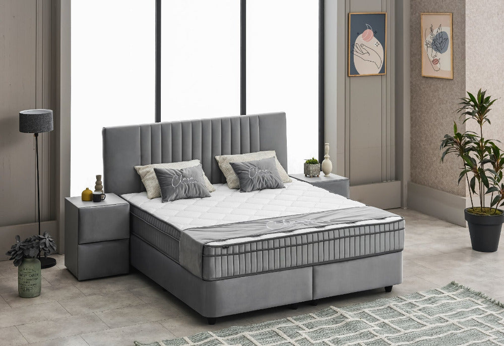 Boxspringbett Clara Grau - mit Bettkasten & Stauraum, inkl. Lieferung & Montage