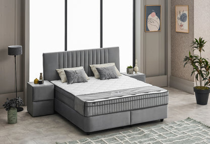 Boxspringbett Clara Grau - mit Bettkasten & Stauraum, inkl. Lieferung & Montage