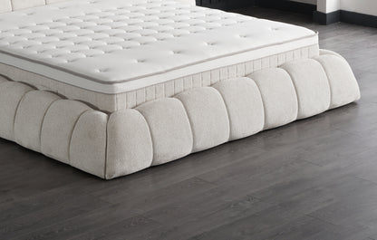 Boxspringbett Claudi Cremebeige Voll-orthopädisches Komfortbett mit Bettkasten, Stauraum, inkl. kostenlose Lieferung und Montage
