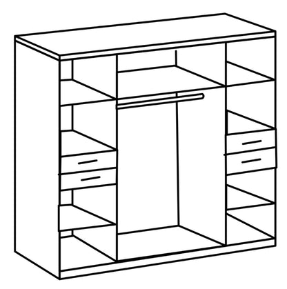 Drehtürenschrank Vegas mit Spiegel und Schubladen B/H/T 180/225/270/313 x 208 x 58 cm