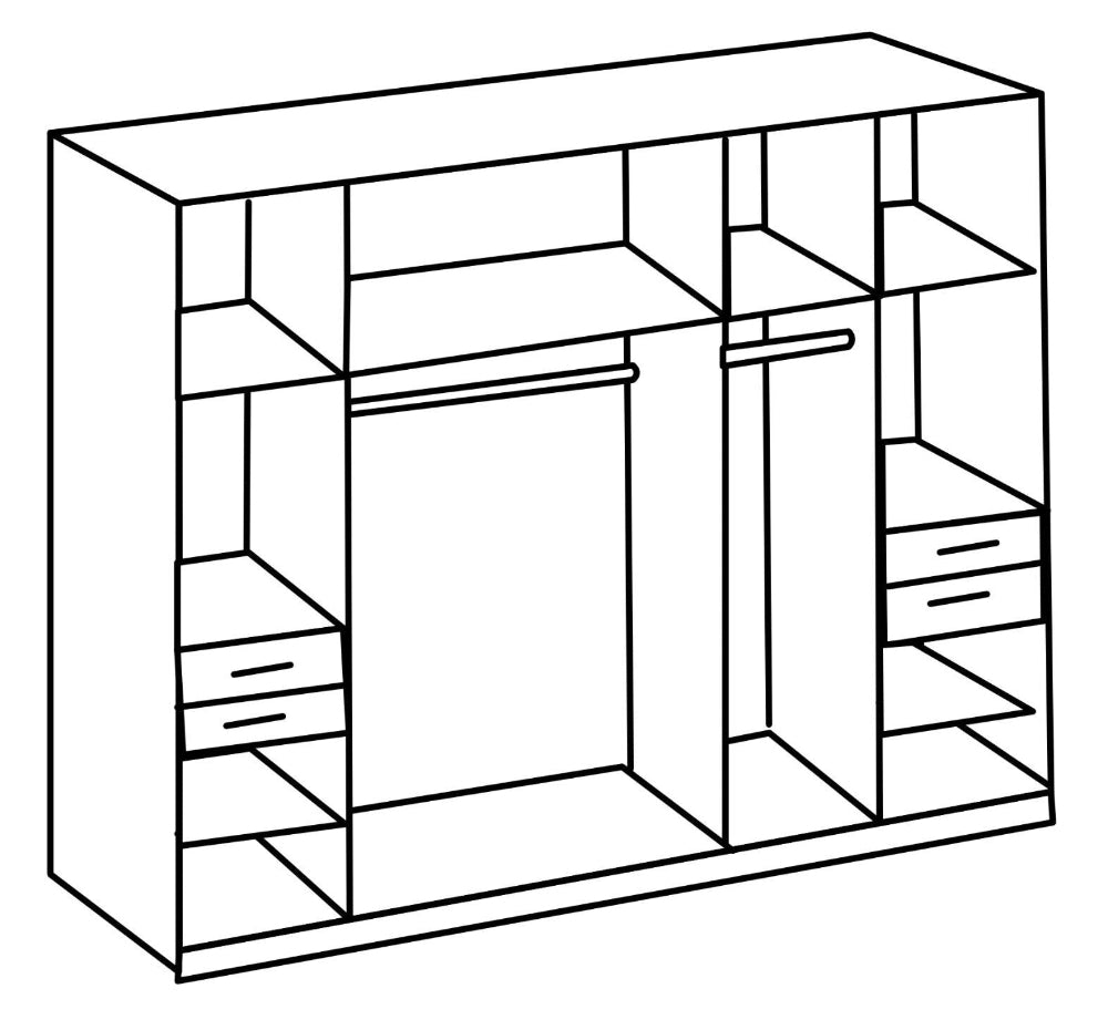 Drehtürenschrank Vegas mit Spiegel und Schubladen B/H/T 180/225/270/313 x 208 x 58 cm