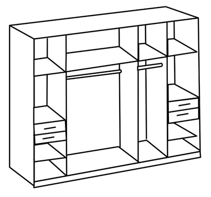 Drehtürenschrank Vegas mit Spiegel und Schubladen B/H/T 180/225/270/313 x 208 x 58 cm