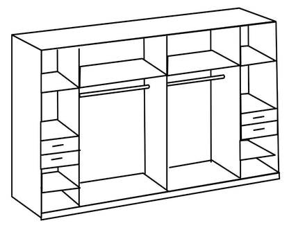 Drehtürenschrank Vegas mit Spiegel und Schubladen B/H/T 180/225/270/313 x 208 x 58 cm