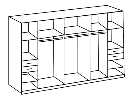 Drehtürenschrank Vegas mit Spiegel und Schubladen B/H/T 180/225/270/313 x 208 x 58 cm