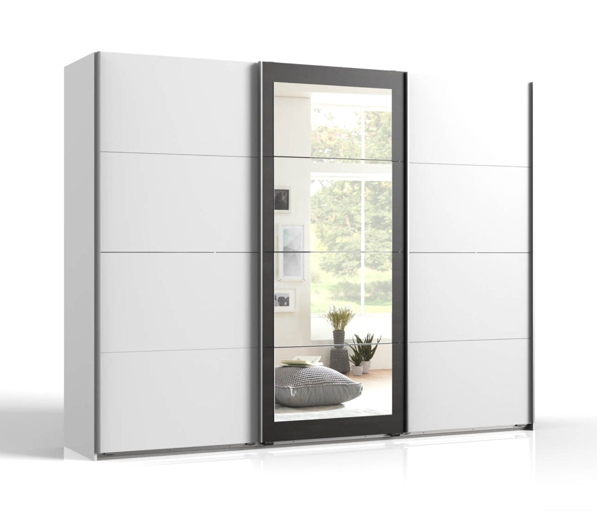 Schwebetürenschrank Minden 3-türig mit Teilspiegeltür B/H/T ca. 270 x – Möbel All Inclusive