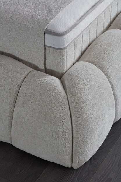Boxspringbett Claudi Cremebeige Voll-orthopädisches Komfortbett mit Bettkasten, Stauraum, inkl. kostenlose Lieferung und Montage