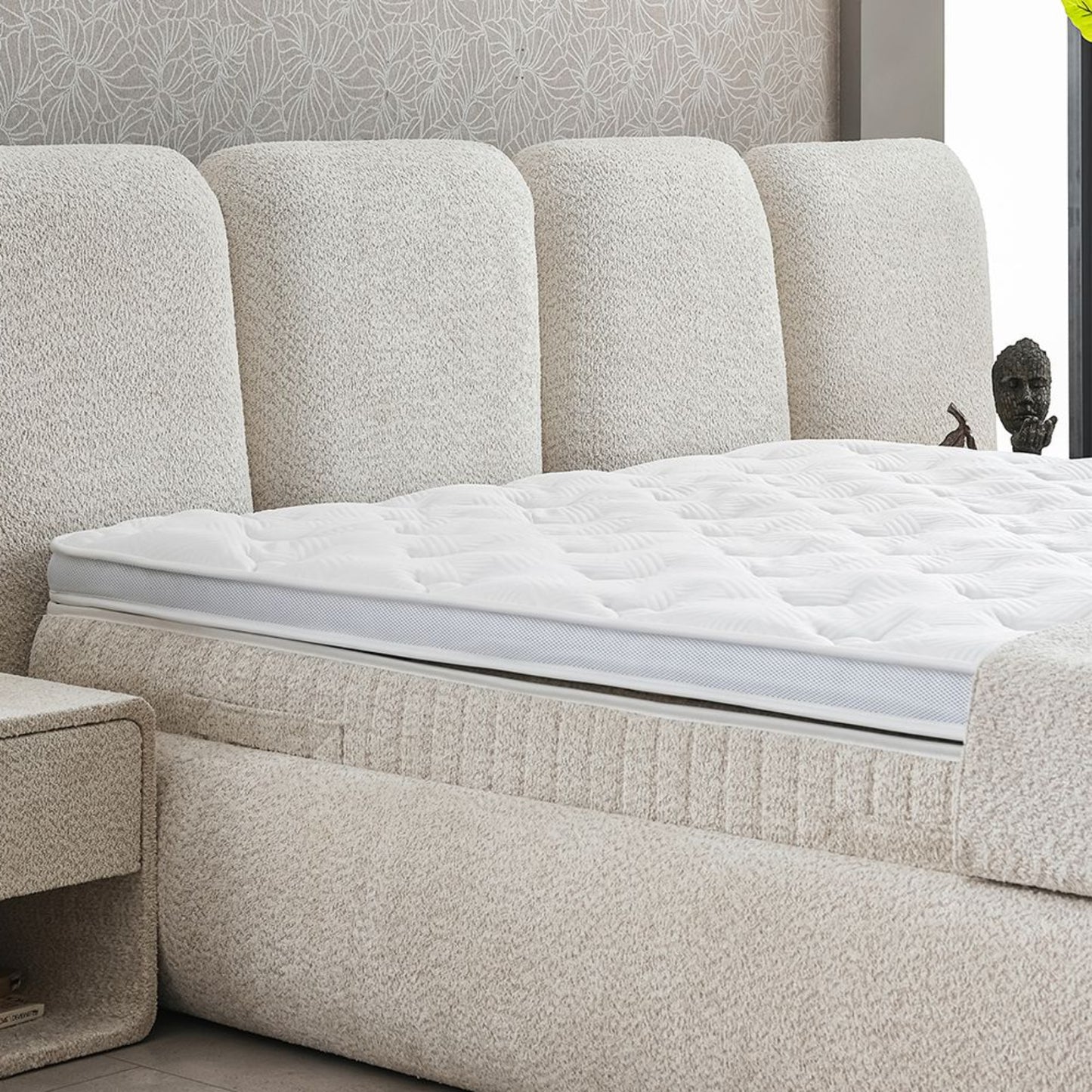 Boxspringbett Lowen Beige Voll-orthopädisches Komfortbett mit Bettkasten, Stauraum, inkl. kostenlose Lieferung und Montage