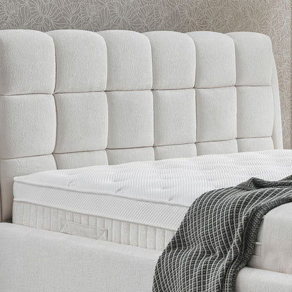 Boxspringbett Mauro Cremebeige Voll-orthopädisches Komfortbett mit Bettkasten, Stauraum, inkl. kostenlose Lieferung und Montage