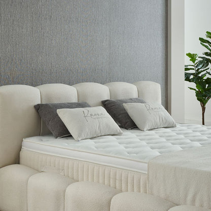 Boxspringbett Kaona Cremebeige Voll-orthopädisches Komfortbett mit Bettkasten, Stauraum, inkl. kostenlose Lieferung und Montage