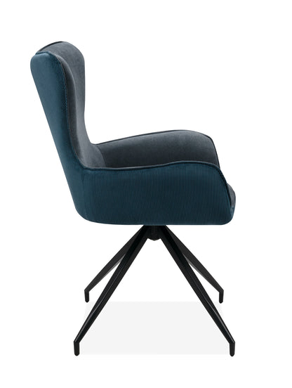 Finori Polsterstuhl Blake 70A mit Armlehnen drehbar Cord Dunkelblau/Dunkelgrau B/H/T ca. 58 x 91 x 63 cm