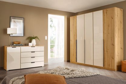 Drehtürenschrank Artemis 5-türig mit 3 Farbglastüren B/H/T 225 x 210 x 54 cm