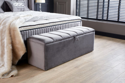 Boxspringbett Ophelia Grau mit Bettkasten Breite 160-180 x 200 cm