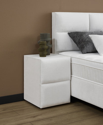Boxspringbett Zenza Cremeweiß Voll-orthopädisches Komfortbett mit Bettkasten, Stauraum, inkl. kostenlose Lieferung und Montage