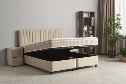 Boxspringbett Cindy Beige mit Bettkasten Breite 90-180 x 200 cm