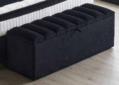 Boxspringbett Camila Schwarz mit Bettkasten inkl. Beleuchtung Breite 90-180 x 200 cm