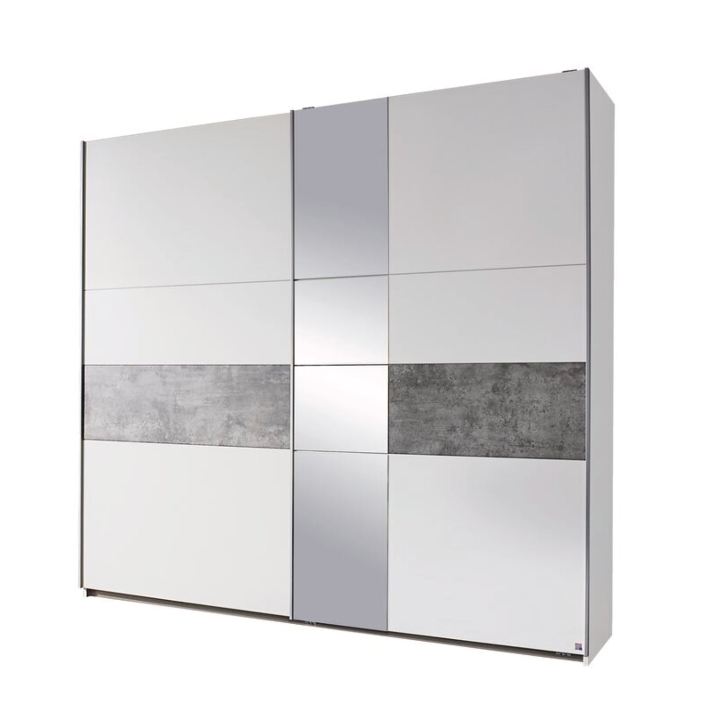 Schwebetürenschrank Korbach 2-türig mit Teilspiegelfront B/H/T 218 x 210 x 59 cm, Zubehör Classic