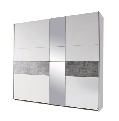 Schwebetürenschrank Korbach 2-türig mit Teilspiegelfront B/H/T 218 x 210 x 59 cm, Zubehör Classic