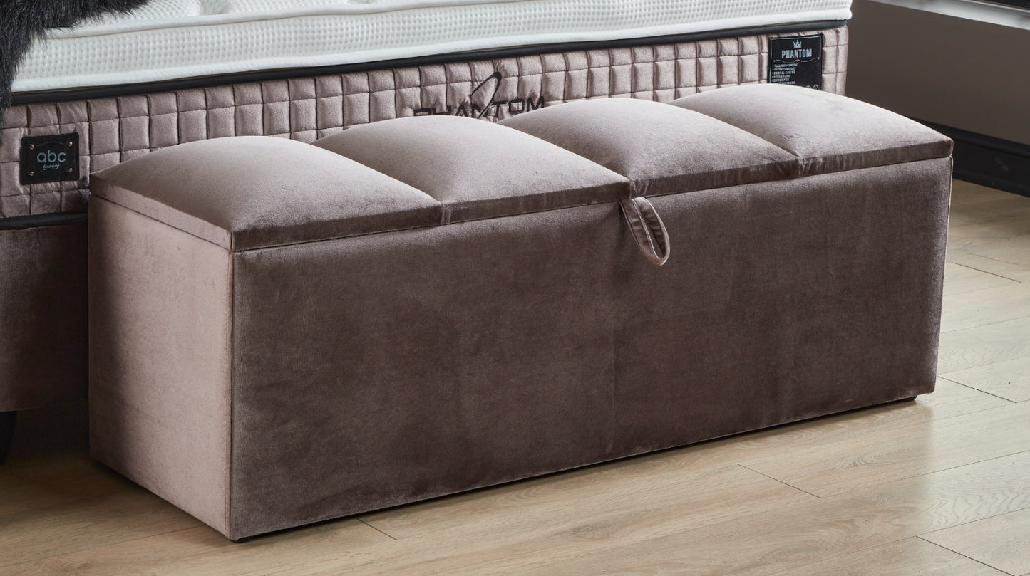 Boxspringbett Phantom Beige Voll-orthopädisches Komfortbett mit Bettkasten, Stauraum, inkl. kostenlose Lieferung und Montage