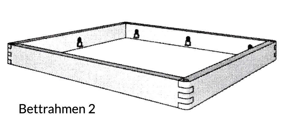 TPT Balkenbett 820-VIII mit Stoffkopfteil gesteppt, Wildeiche massiv natur geölt Breite 140-200 x 200 cm