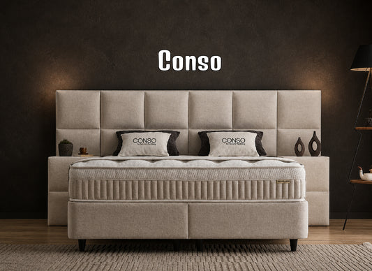 Boxspringbett Conso Beige - mit Bettkasten & Stauraum, inkl. Lieferung & Montage