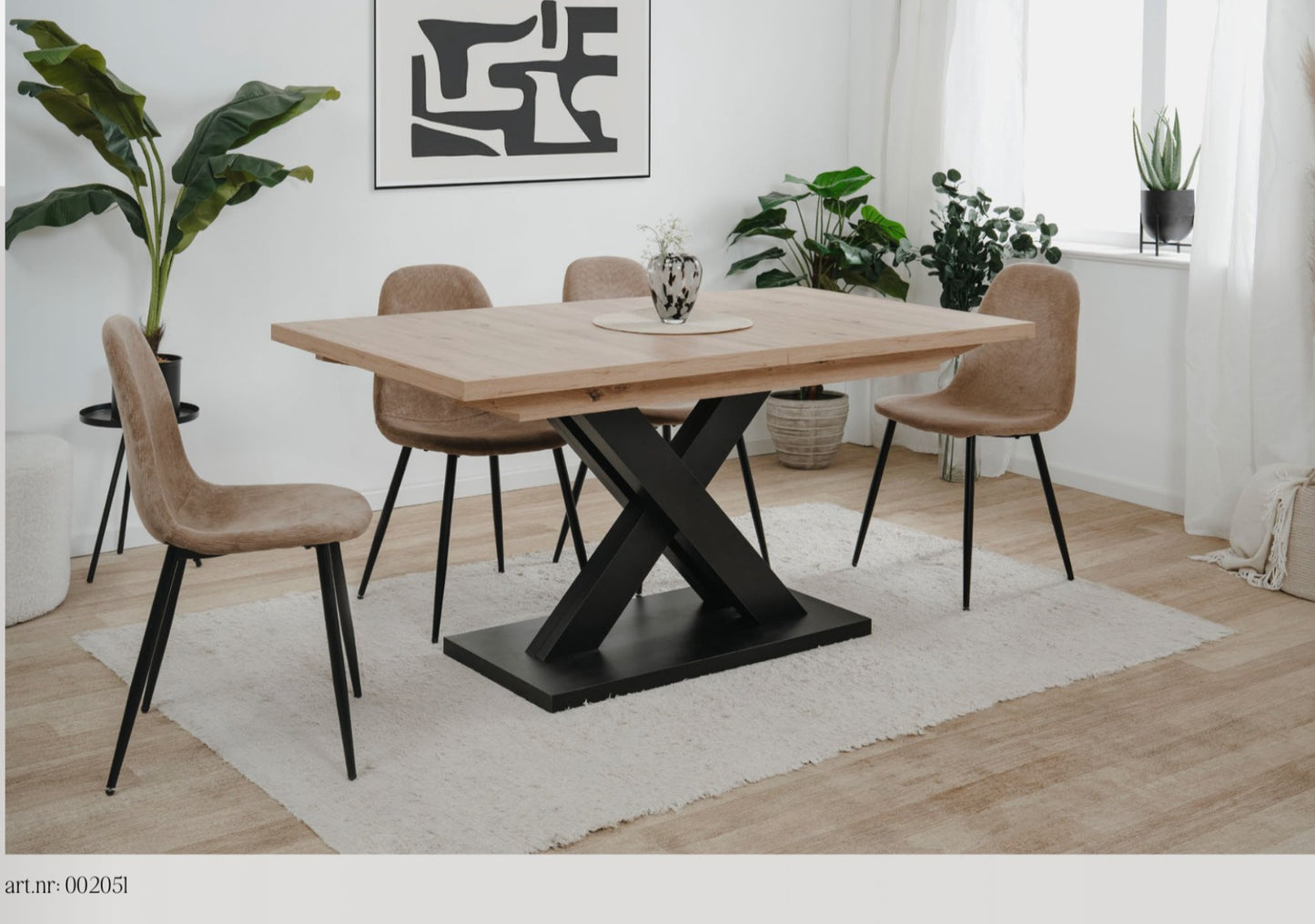 Finori Auszugtisch Avant Artisan-Oak/ Schwarz B/H/T 160-200 x 76 x 90 cm