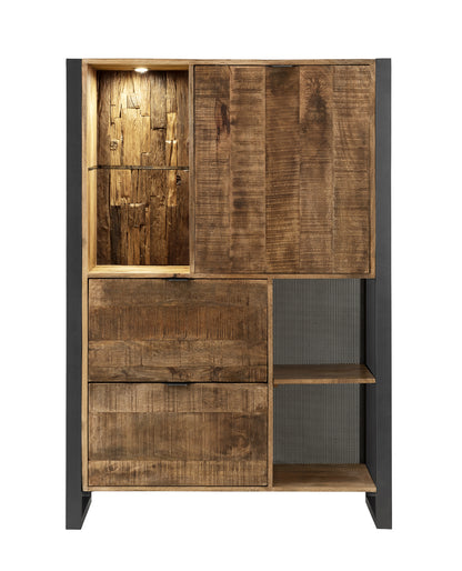 Wohnzimmer-Set Cayro 4-teilig inkl. Beleuchtung Mangoholz massiv multifarbig