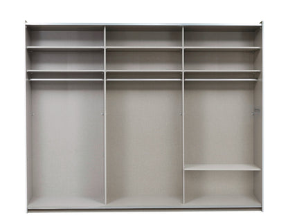 Schwebetürenschrank Korbach 2-türig mit Teilspiegelfront B/H/T 261 x 210 x 59 cm, Zubehör Classic