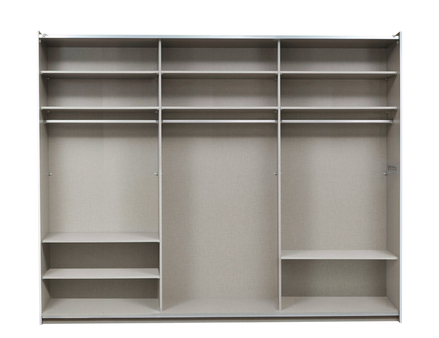 Schwebetürenschrank Korbach 2-türig mit Teilspiegelfront B/H/T 261 x 210 x 59 cm, Zubehör Premium